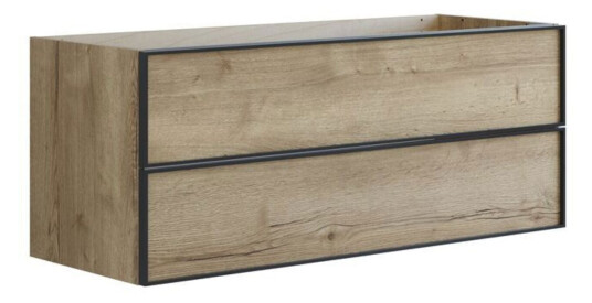 Dansani Inzo Alu-ramme Svart Servantskap 2 Skuff H48cm Natur eik / 120cm Dobbel