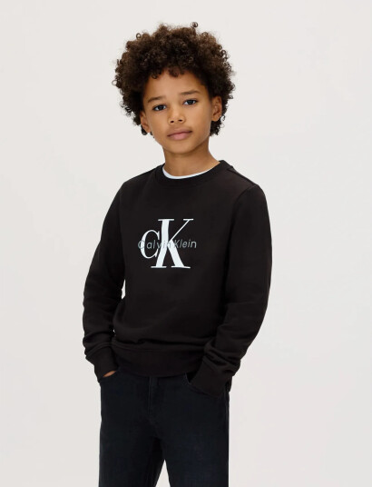 Calvin Klein Ck Monogram Terry Cn Sweatshirt - Black - 164
