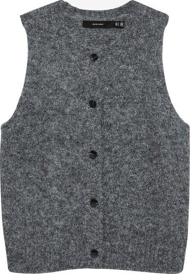 Vero Moda Vest vmNovah SL O neck Button Grå