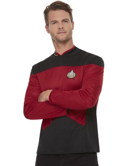 Lisensiert Star Trek The Next Generation Rød Kostymeoverdel til Mann Strl XL