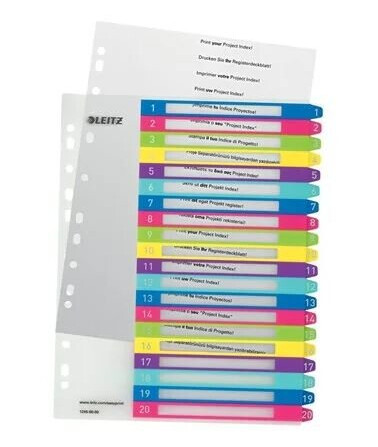 Leitz WOW divider 20 parts for A4 Maxi tabbed multicolour