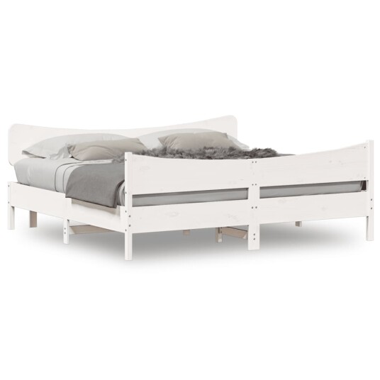 Sengeramme med hodegavl hvit 200x200 cm heltre furu 8721012454729 Sengeramme med hodegavl hvit 200x200 cm heltre furu 8721012454729