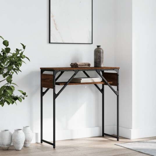  Konsollbord med hylle brun eik 75x30x75 cm konstruert tre 8721012195837