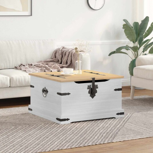 vidaXL storage box med hylle Hvit 78 x 78 x 45 cm Massiv furu