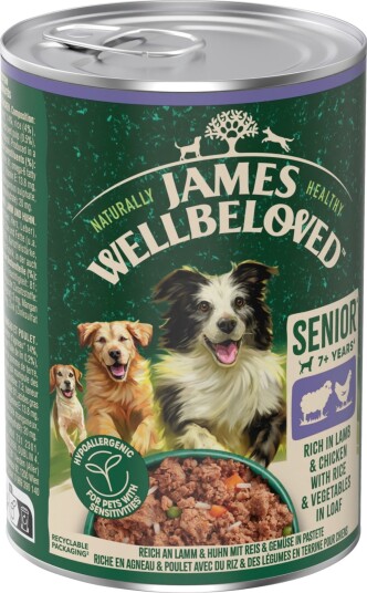 James Wellbeloved våtfôr Hypoallergenic Senior Dog og i paté kylling lam 12 x 400 g