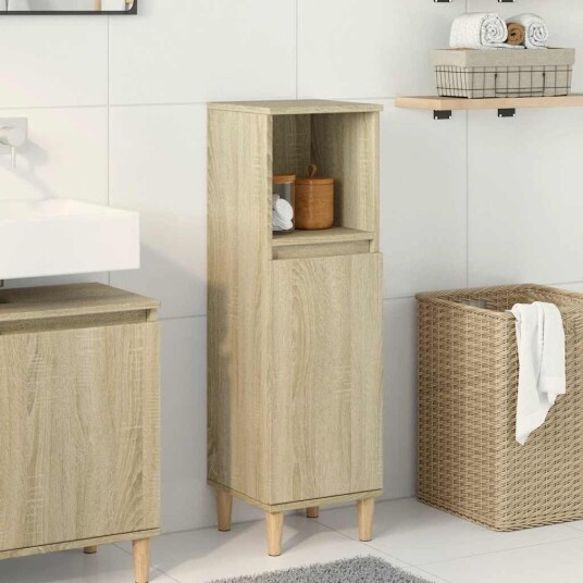 Vidaxl Baderomsskap sonoma eik 30x30x100 cm konstruert tre 849659 Vidaxl Baderomsskap sonoma eik 30x30x100 cm konstruert tre 849659