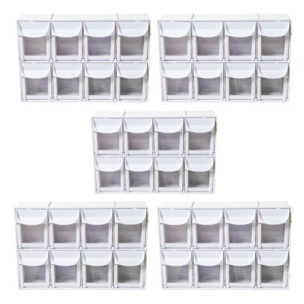 Infinity Hearts Skuffesystem Oppbevaringsstativ Skuffestativ Plastikk Hvit 8 skuffer 30,3x8,7x20,3cm 5 stk