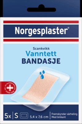 Norgesplaster Vanntett Scankvikk Bandasje S 5,4x7,6cm pute 2,8cm x 5cm