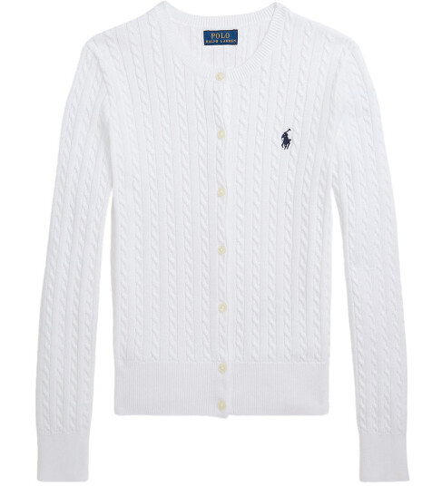 Polo Ralph Lauren Optic White W/ Navy Cardigan M/8 10 år