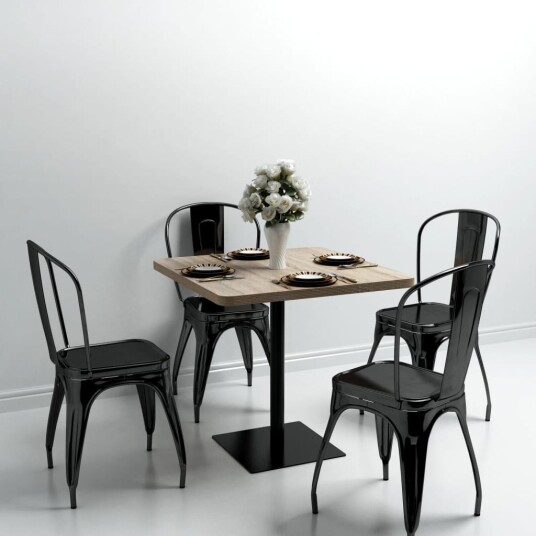 Bistrobord MDF og stål firkantet 80x80x75 cm eikefarge 245614