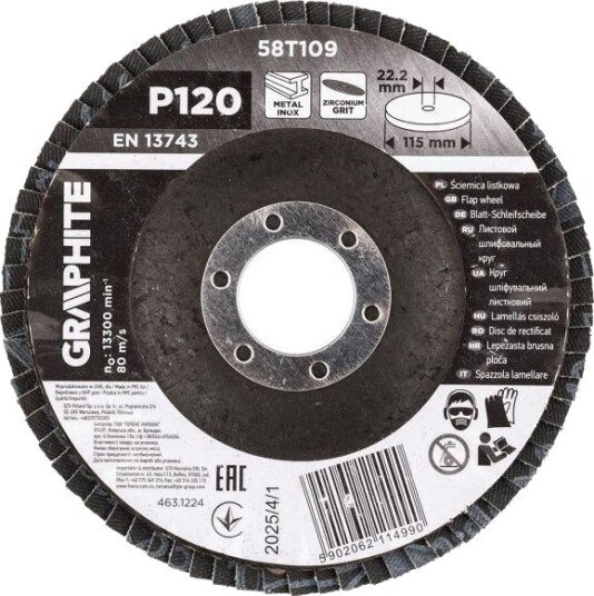 Graphite Slipeskive 58T109 115 × 22,2 mm P120