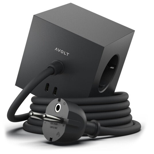 Avolt Square 1 w/30W Dual USB-C & Magnetic Base 3m Stockholm Svart Lampemesteren