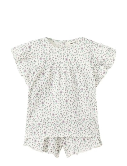 Mango Floral Print Short Pyjama Set White 12 18M