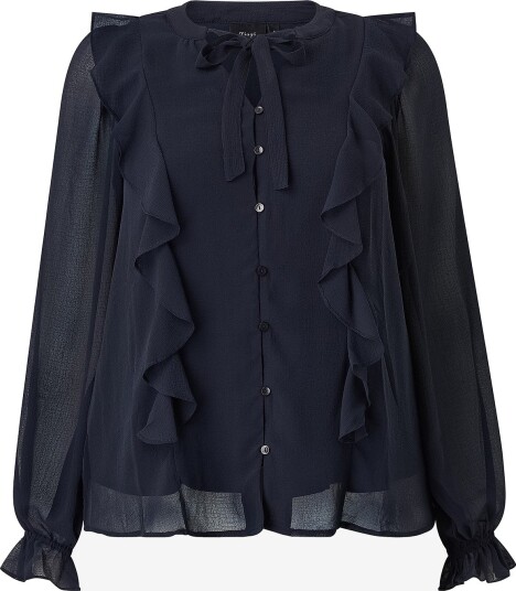 Zizzi Bluse Mimmi L/S Blouse Blå