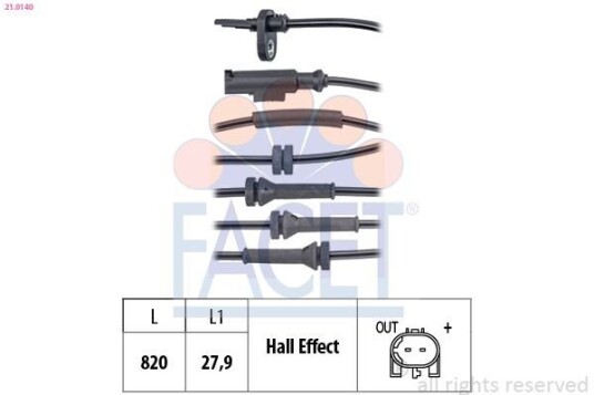 Sensor, ABS FACET 21.0140