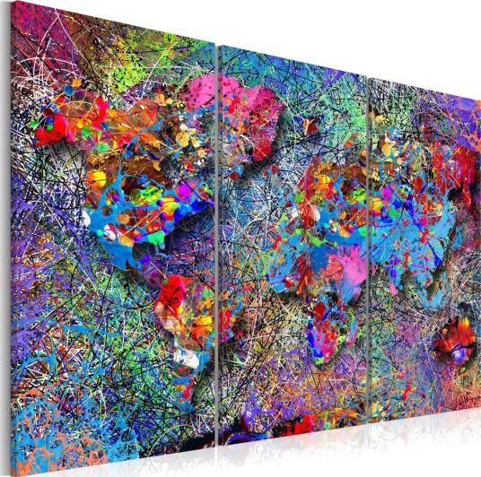 Bilde World Map Colourful Whirl 120x80 Artgeist sp. z o. o.