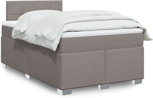 Seng med madrass boksfjær gråbrun 120x190 cm stoff 8721102707131