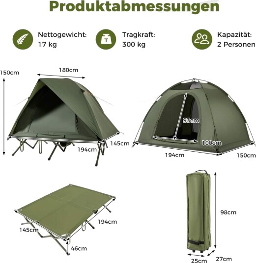 Campingseng for 2 personer med telt – vanntett og bærbar Campingseng for 2 personer med telt – vanntett og bærbar