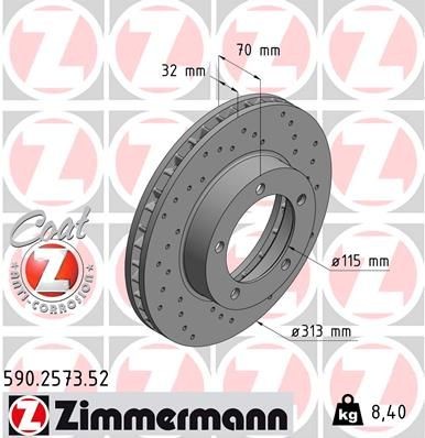 Bremseskive ZIMMERMANN 590.2573.52