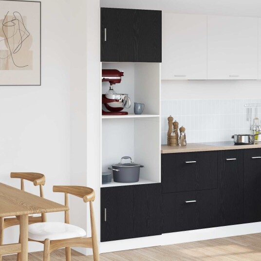 Kjøkkenskap Svart eik Konstruert tre 60 x 57 x 207 cm Kjøkkenskap
