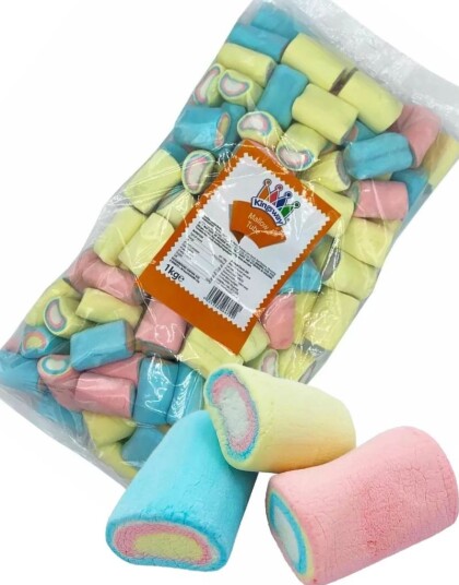 1 kg Kingsway Mallow Tube Bag Stor Pose Fargerike Marshmallowtuber med Vaniljesmak