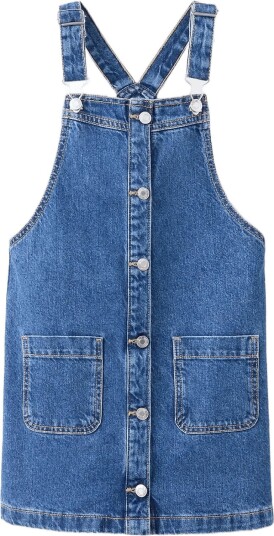Mango Pocket Denim Pinafore Dress Blue 146