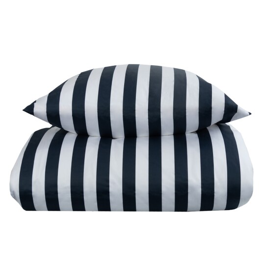 Borg Living Sengetøy - 200x200 cm - Nordic Stripe Mørk blå - Mørk blå og hvit - 100% bomullsateng
