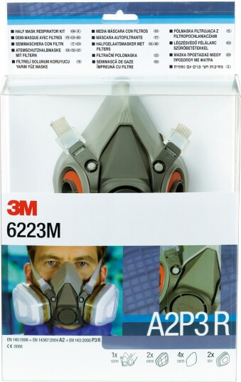 3M 6223M Halvmaske medium Ånderettsvern