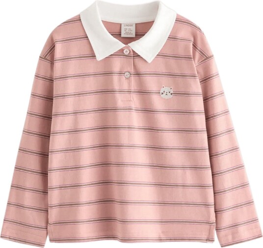 Lindex Long Sleeved Rugby Shirt Pink 110