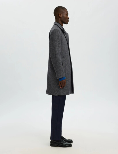Selected Slhrainar Wool Blend Coat Noos - Grey - S