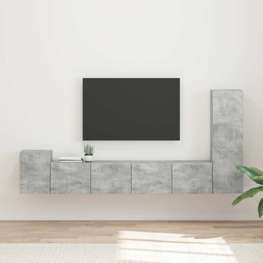 TV benksett Veggmontert 3 pcs Betonggrå Konstruert tre TV benksett Veggmontert 3 pcs Betonggrå Konstruert tre