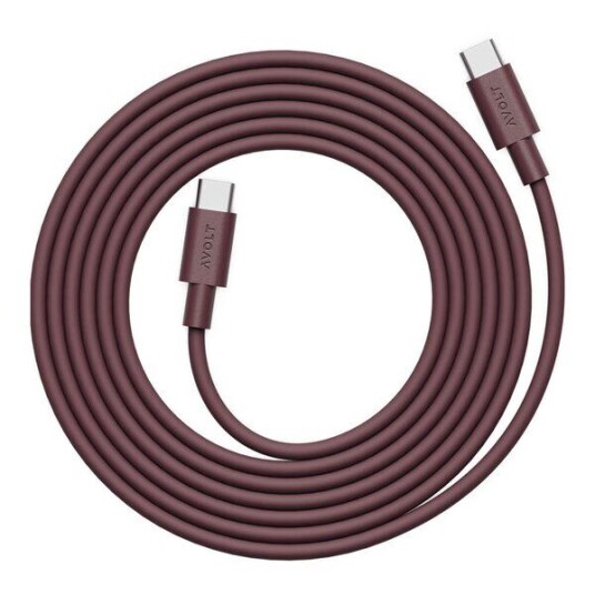 Avolt Kabel 100W USB-C til USB-C 2 m Mulberry Red Avolt Kabel 100W USB-C til USB-C 2 m Mulberry Red