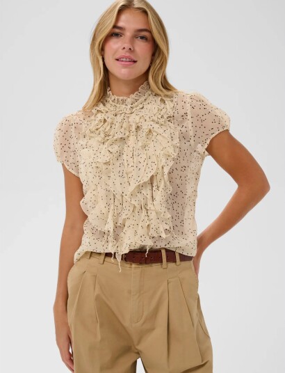 Saint Tropez Liljasz Crinkle Ss Shirt Cream L