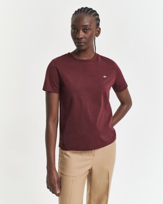 Gant Klassisk t-skjorte med shield-logo PLUM WINE M