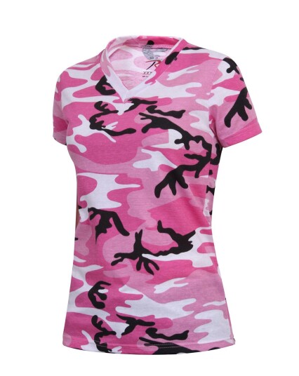 Rothco ekstra lange V-hals T-skjorter for damer Pink