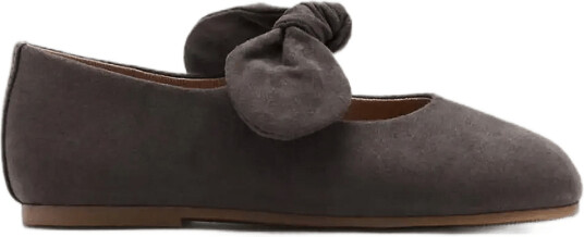 Mango Suede Effect Bow Ballet Flats Grey 23