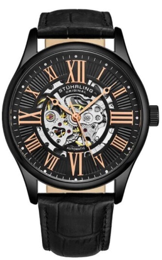 Stührling Original Herreklokke 3942.3 Atrium Sort/Lær Ø42 mm