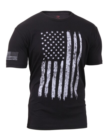 Rothco T skjorte Distressed US Flag Svart
