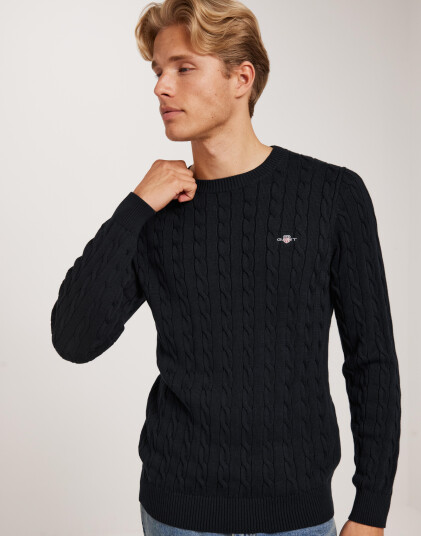 Gant Cotton Cable C-Neck Strikkegensere Blå Gant Cotton Cable C-Neck Strikkegensere Blå
