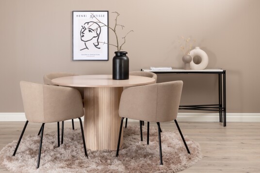 Venture Home Bianca Matgruppe 110 cm Rund med 4 Berit stoler Beige
