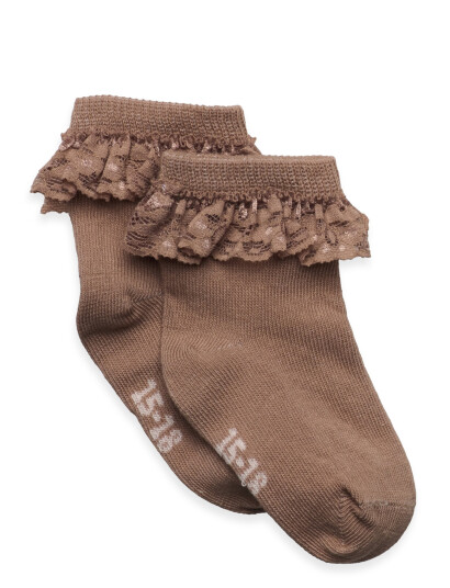 Minymo Ankle Sock W. Lace Brown 15\18