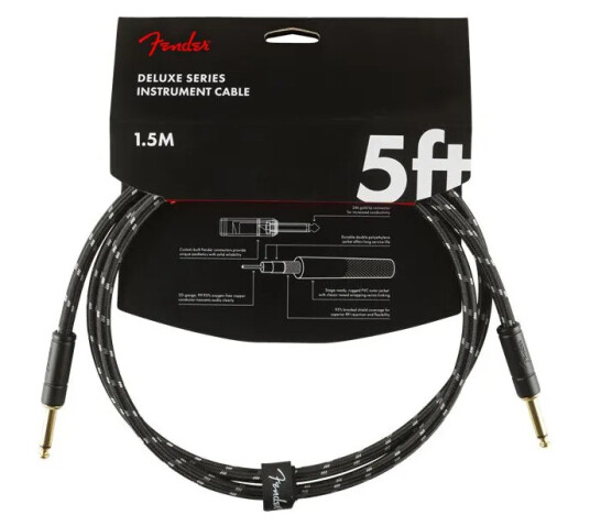 Fender Deluxe Cable 1,5m Tweed Svart Fender Deluxe Cable 1,5m Tweed Svart