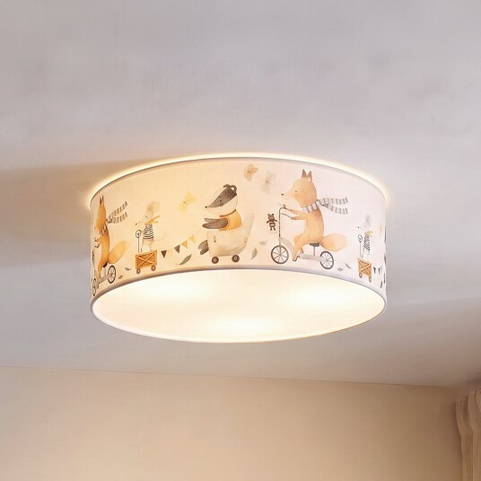 Taklampe Duolla Kids Print Flerfarget Barnerom Stoff / Tekstil 16 Flerfarget