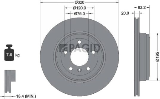 PAGID 54227NC Bremseskive