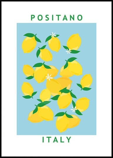 Lemons Flower Market Poster Plakat / 21x30cm