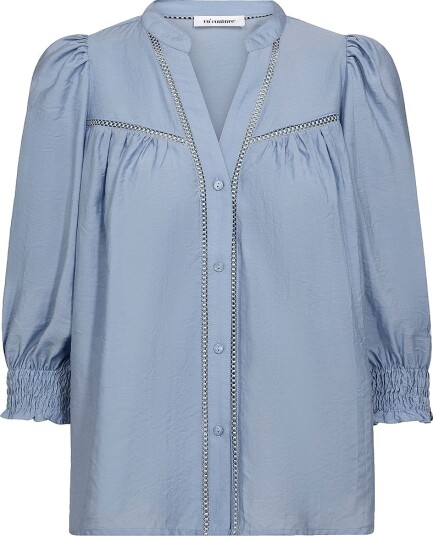 co’couture - Bluse CallumCC Lace Puff V-shirt - Blå co’couture - Bluse CallumCC Lace Puff V-shirt - Blå