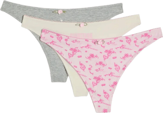 Juicy Couture Couture Queen Thong Multipack   Pink   XXS