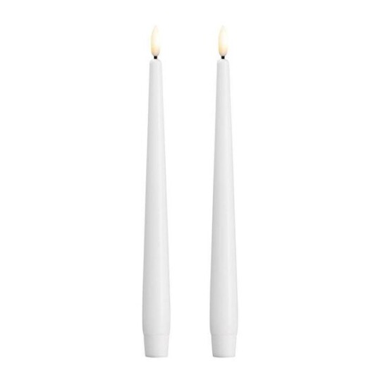 Moods & More   Kronelys LED 2,3x25 cm 2 stk silk hvit
