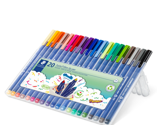 Staedtler Triplus fiberpenne, Ergonomisk trekantet form, 20 ass. Farver - 1,0 mm Staedtler Triplus fiberpenne, Ergonomisk trekantet form, 20 ass. Farver - 1,0 mm