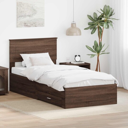  Sengestamme Brun Eik og Sølv 75 x 190 cm Konstruert tre